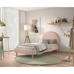 Gestoffeerd bed Maeva 90x200cm - roze bouclé stof