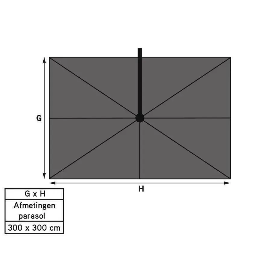 GI Hawaii zweefparasol Deluxe 300 x 300 cm. - Zand - met voet en hoes