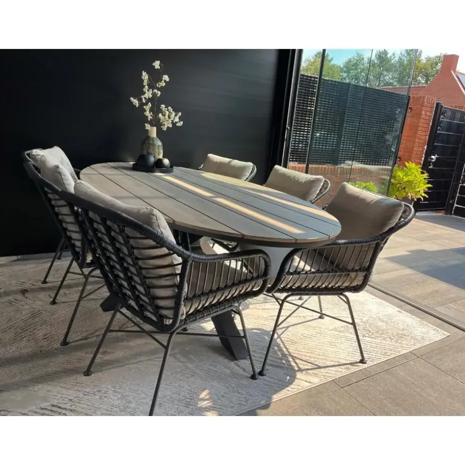 GI Margriet / Edison Ovale 6-delige Tuinset - 220 x 115 cm