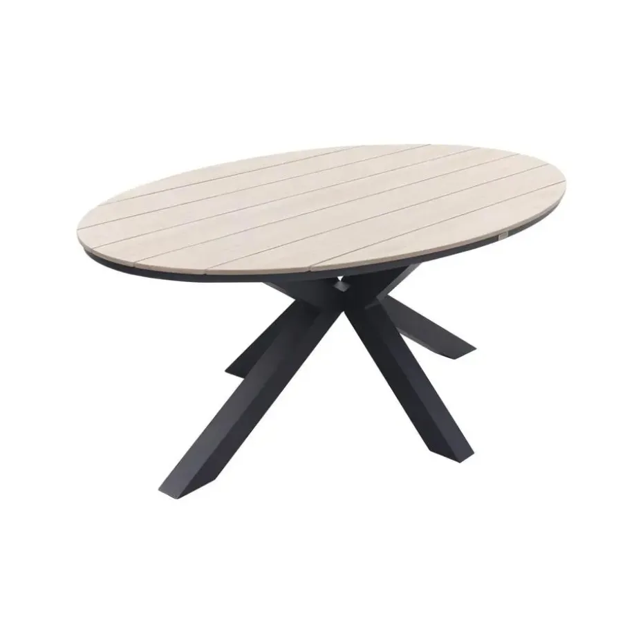 GI Margriet zwart/zand / Edison 180 x 115 cm. tafel - ovale tuinset