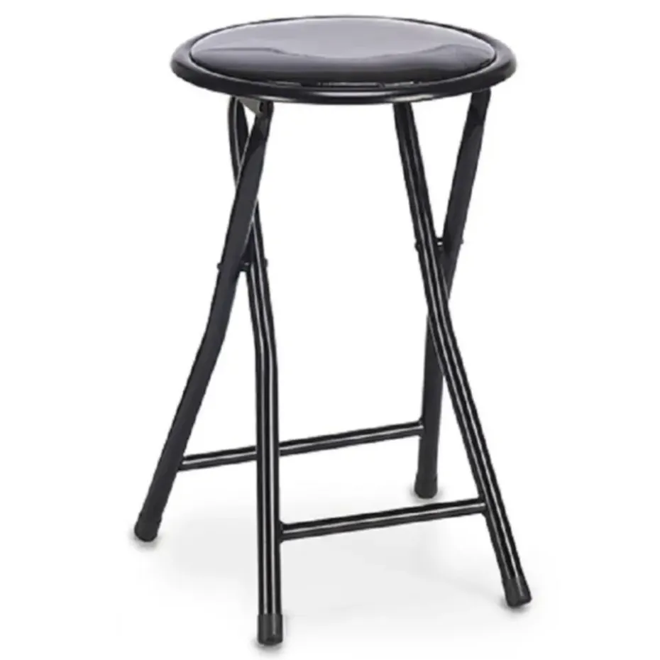 Giftdecor Bijzet krukje/stoel - Opvouwbaar - zwart - 45cm