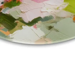 Glasschilderij Abstracte lente - Ø 70cm - Groen