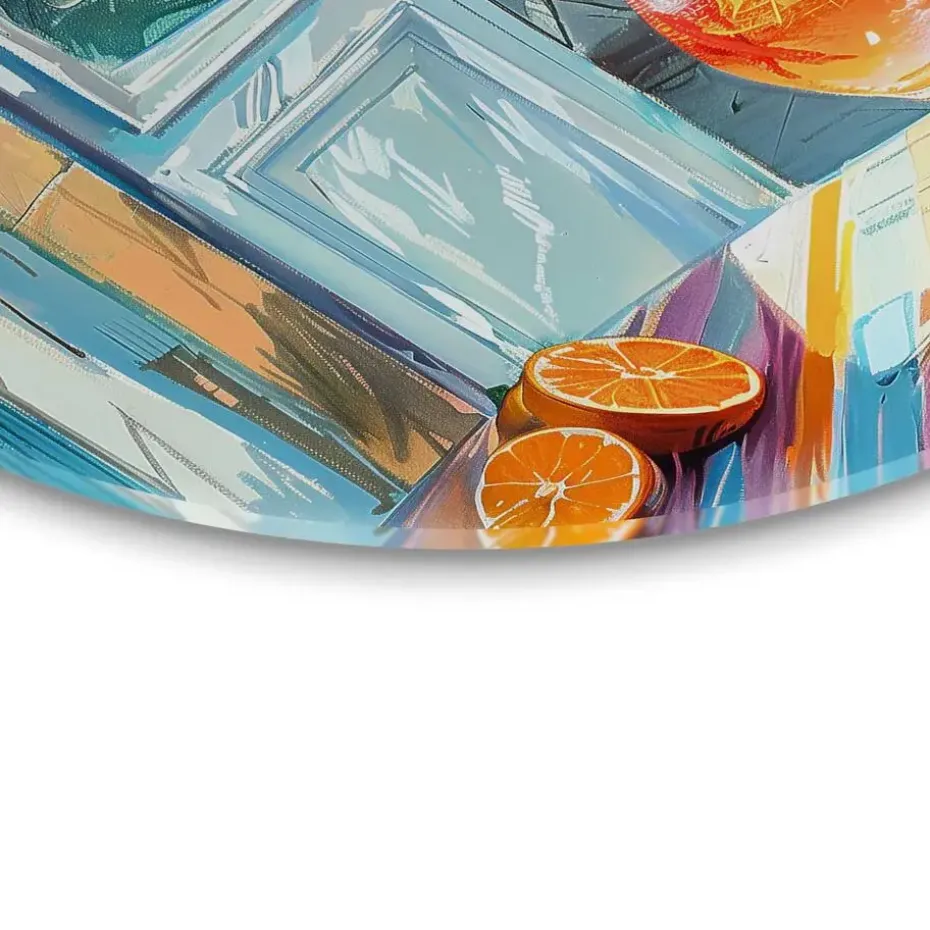 Glasschilderij Aperol in de zon - Ø 50cm - Bont