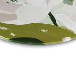 Glasschilderij Bloemen - Ø 70cm - Wit