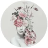Glasschilderij Bloemenvrouw - Ø 70cm - Roze