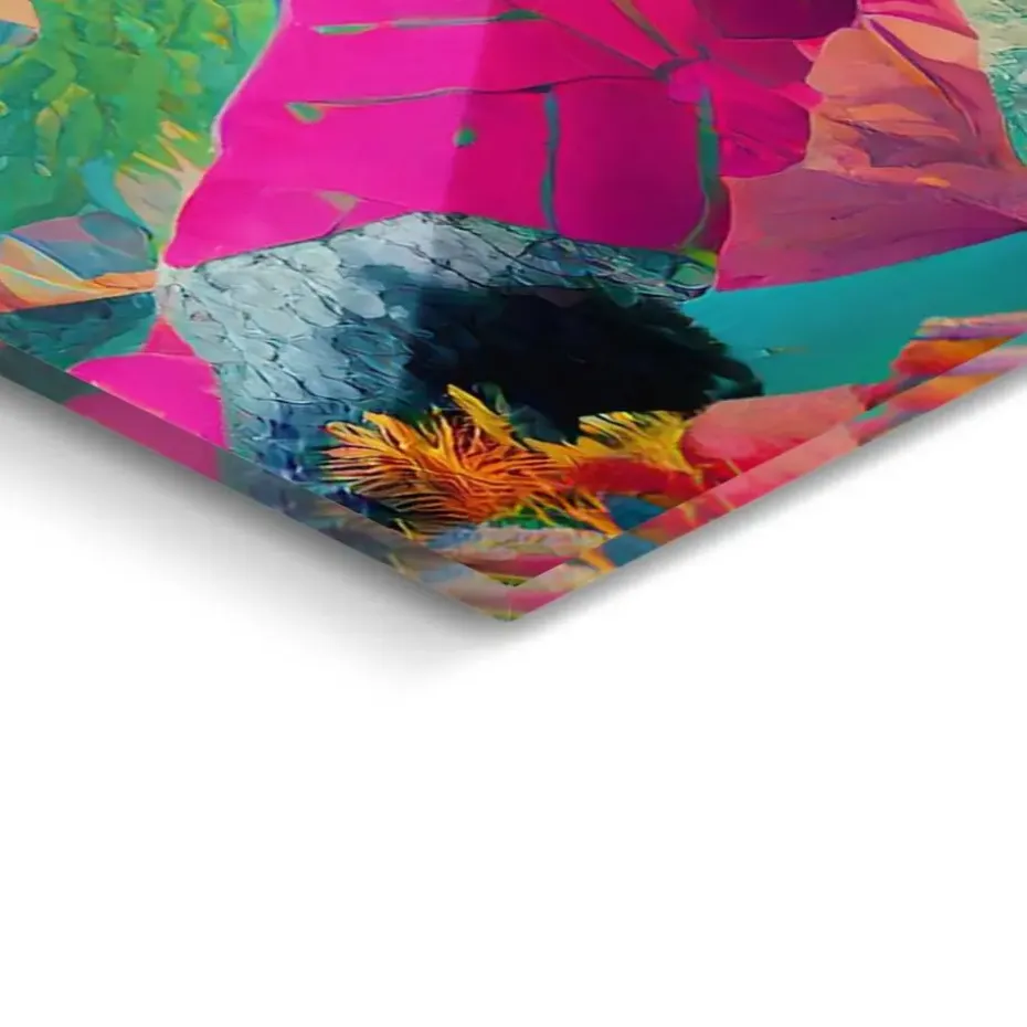 Glasschilderij Bright Mountains - 78 x 116cm - Bont