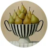 Glasschilderij Schaal met peren - Ø 50cm - Groen