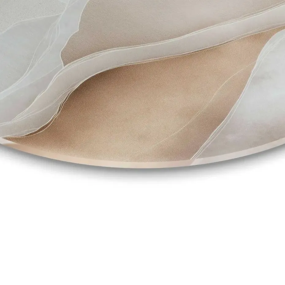 Glasschilderij Zon achter de bergen - Ø 50cm - Beige