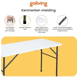 Goliving Inklapbare Tafel – Klaptafel – Campingtafel – Vouwtafel Buiten