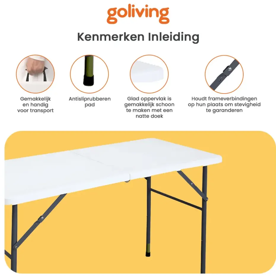 Goliving Inklapbare Tafel – Klaptafel – Campingtafel – Vouwtafel Buiten