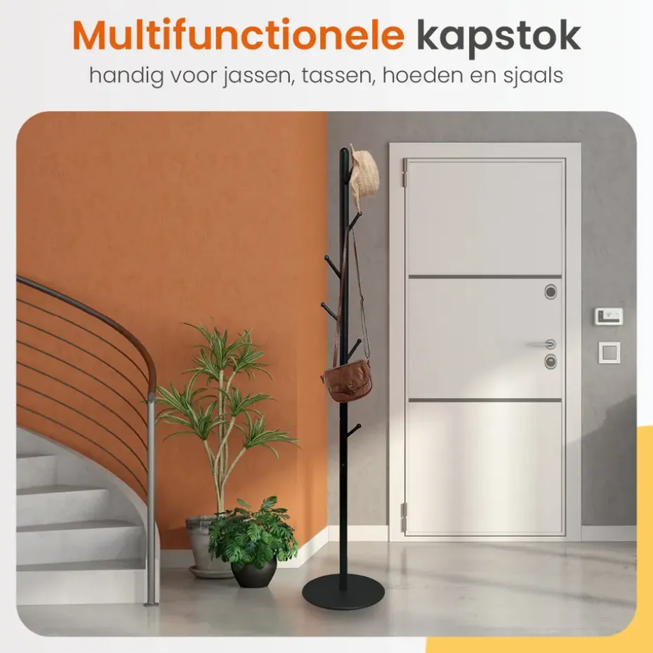 Goliving Kapstok Staand - 8 Haken - Garderoberek - Kapstokken - Kapstokhaak