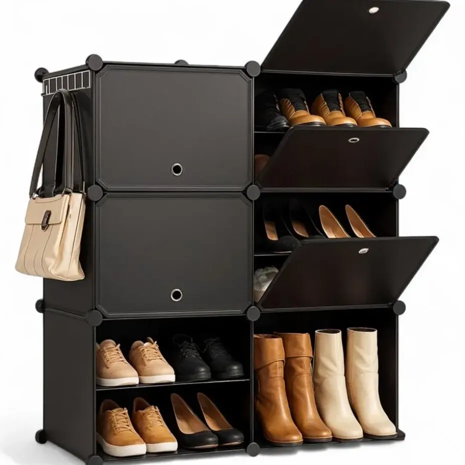 Goliving Opvouwbare Opbergkast - 24 Paar - 92 x 82 cm - Schoenenkast - Zwart