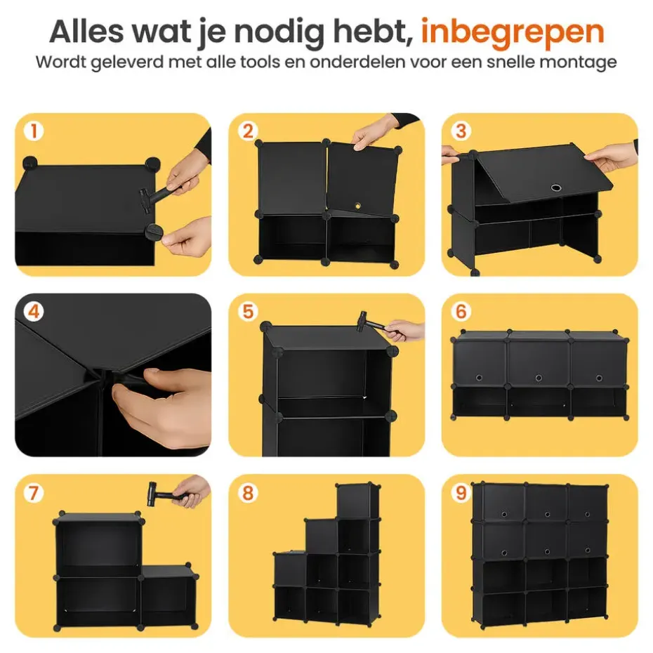 Goliving Opvouwbare Opbergkast - 24 Paar - 92 x 82 cm - Schoenenkast - Zwart