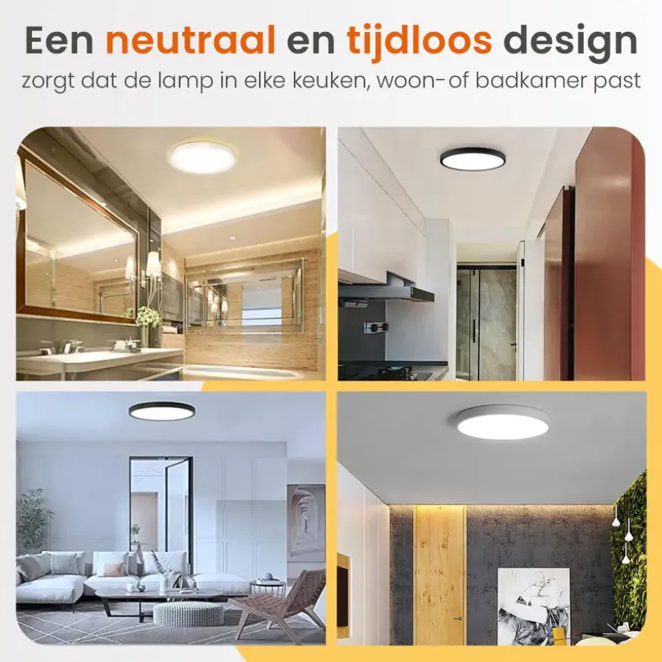 Goliving Plafondlamp - Plafonnière - LED - Ø30cm - Wit