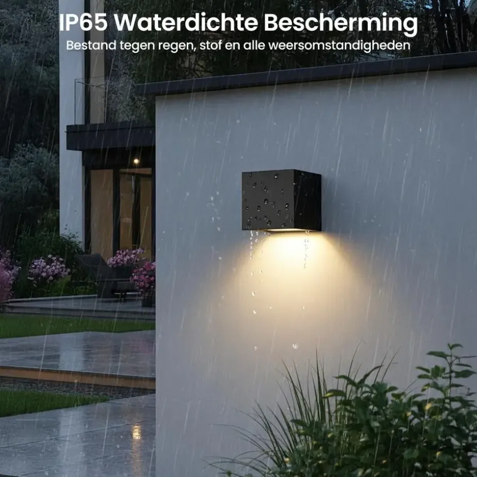 Goliving Solar Kubus Wandlamp - Solar Tuinverlichting - Zwart