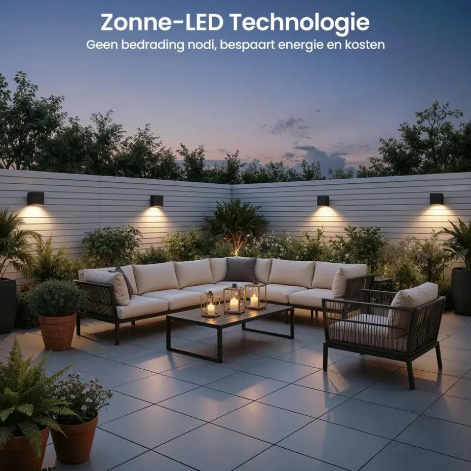 Goliving Solar Kubus Wandlamp - Solar Tuinverlichting - Zwart