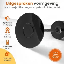 Goliving Tafellamp Op Accu - Oplaadbaar en Dimbaar - Hoogte 27 cm - Zwart