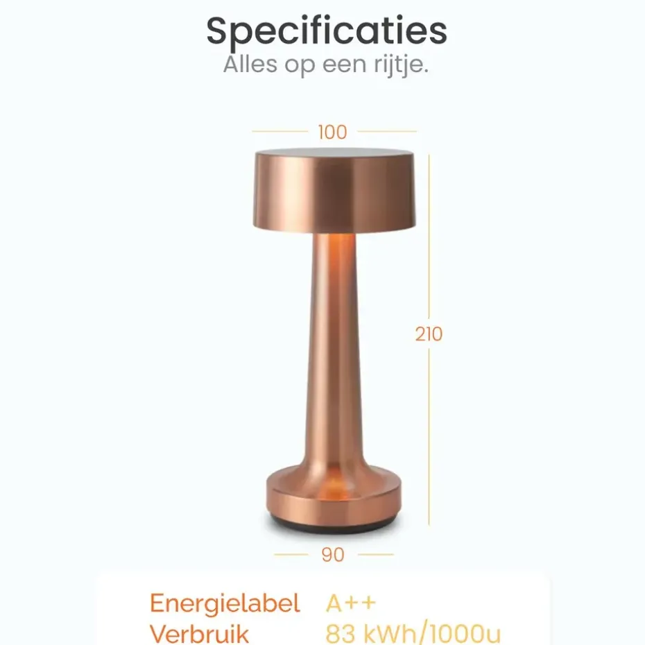 Goliving Tafellamp Oplaadbaar – Draadloos en dimbaar – Moderne touch lamp