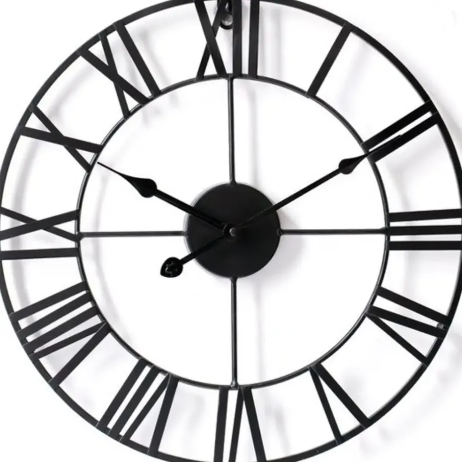 Goliving Wandklok Industrieel - Stil uurwerk - Metaal - Ø 60 cm - Zwart