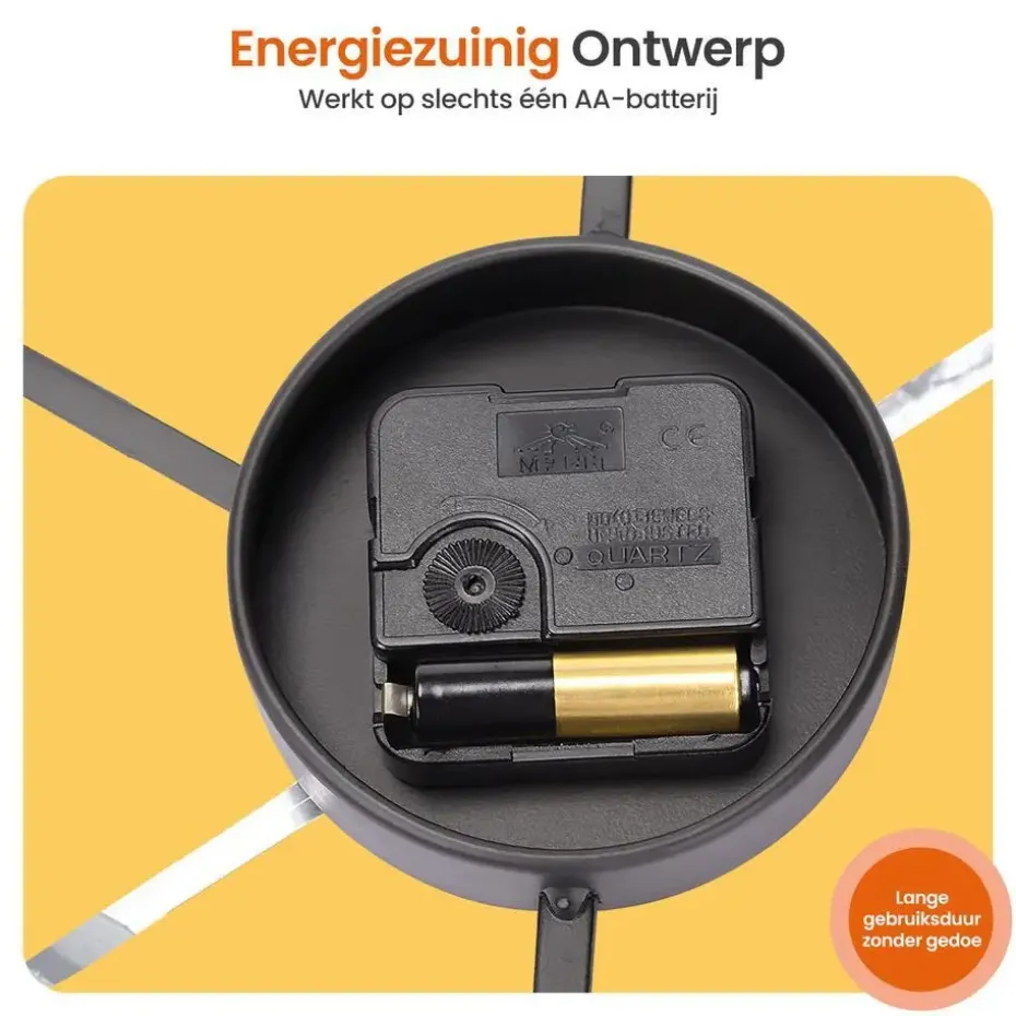 Goliving Wandklok Industrieel - Stil uurwerk - Metaal - Ø 60 cm - Zwart