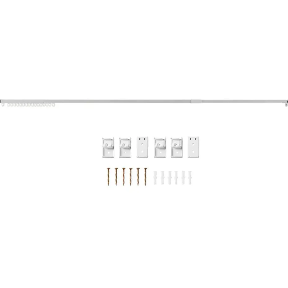 Gordijnrail - uitschuifbaar - van 145 tot 270 cm - aluminium - gebroken wit