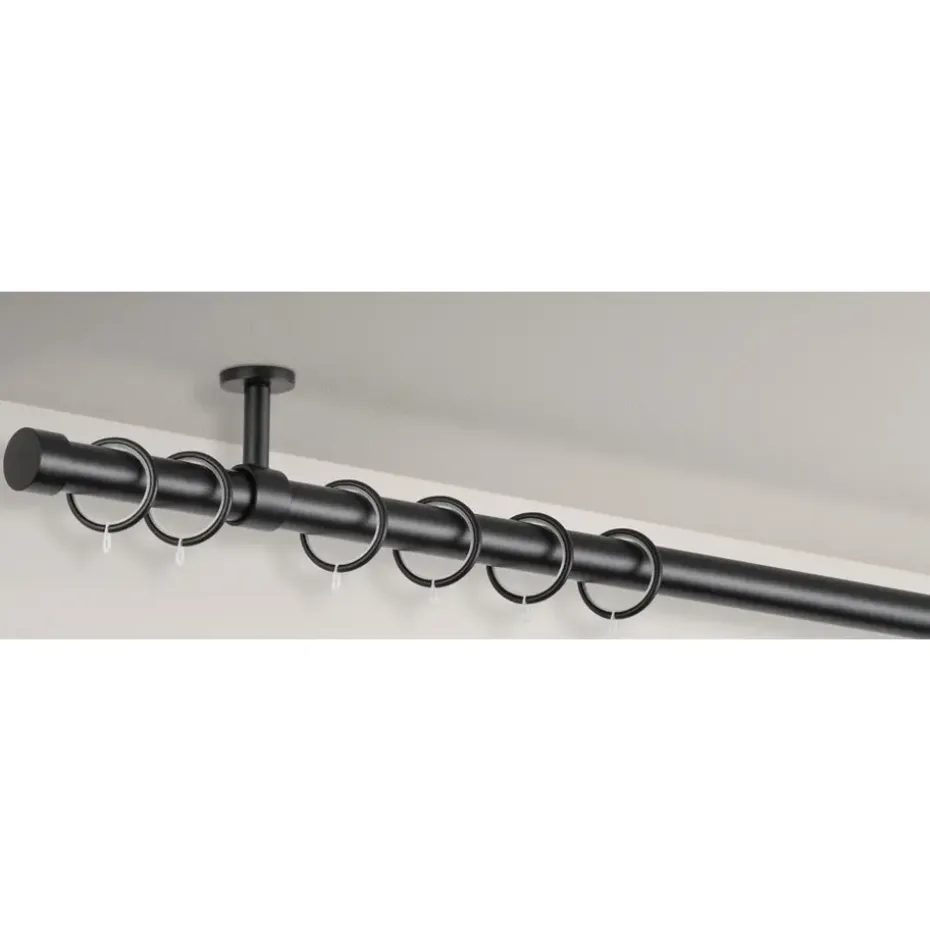 Gordijnroede 120cm - zwart metaal - Ø28mm (1209050)
