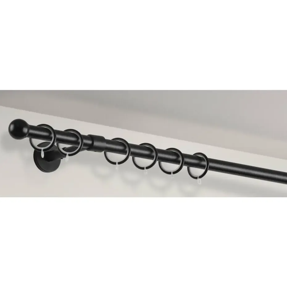 Gordijnroede 120cm zwart metaal - Ø20mm (1209057)