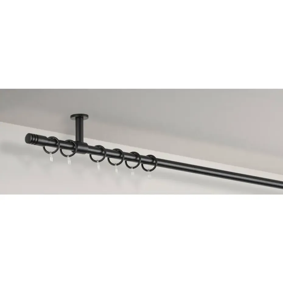 Gordijnroede 120cm zwart metaal - Ø16mm (1209076)
