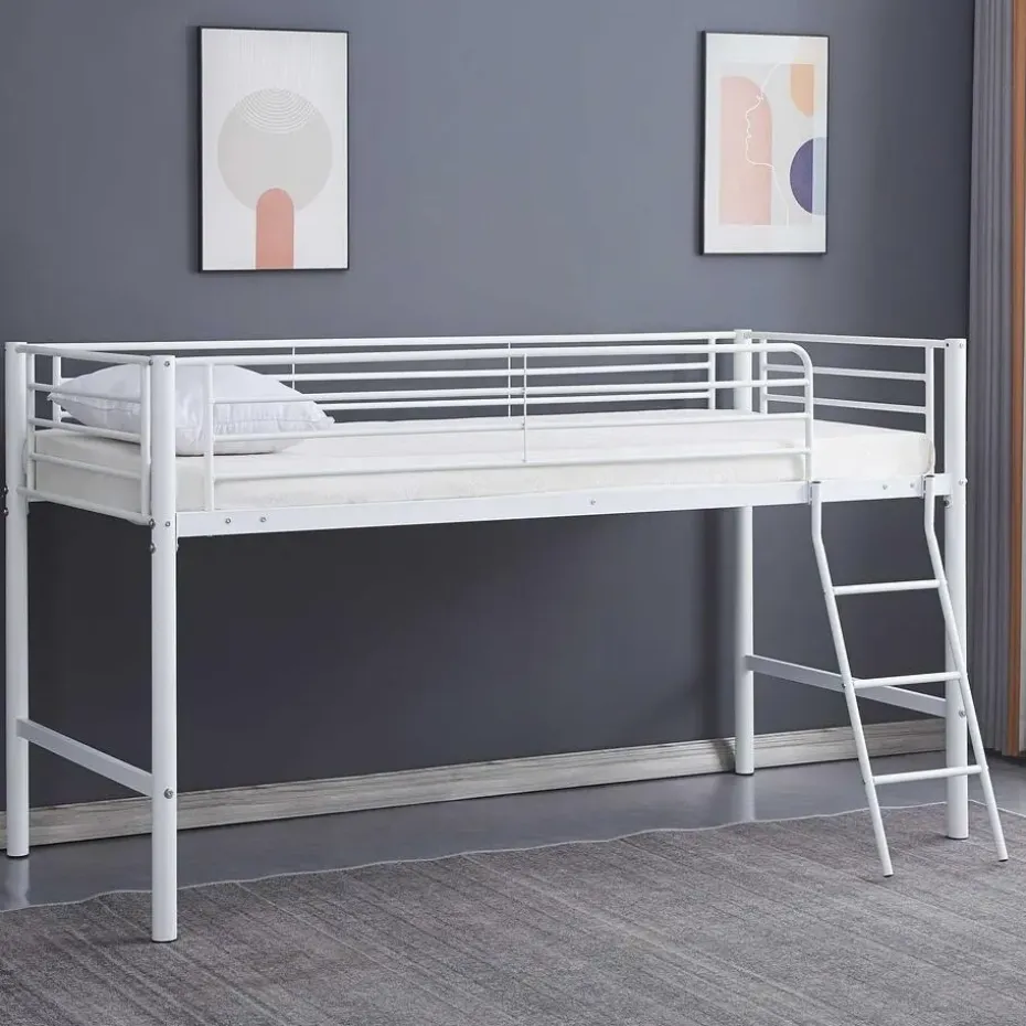 Halfhoogslaper Julie 90x200cm - metaal - mat wit