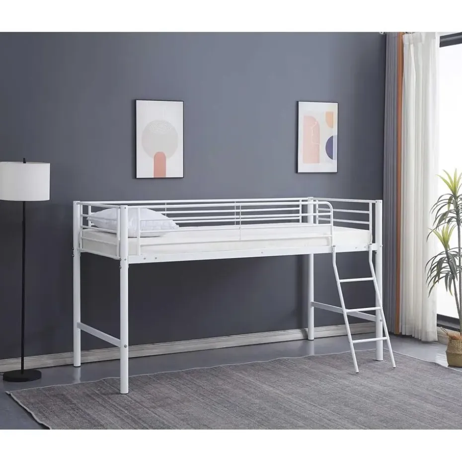 Halfhoogslaper Julie 90x200cm - metaal - mat wit