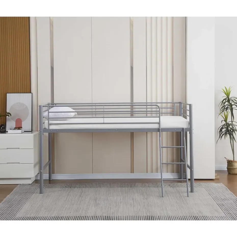 Halfhoogslaper Julie 90x200cm - metaal - mat grijs