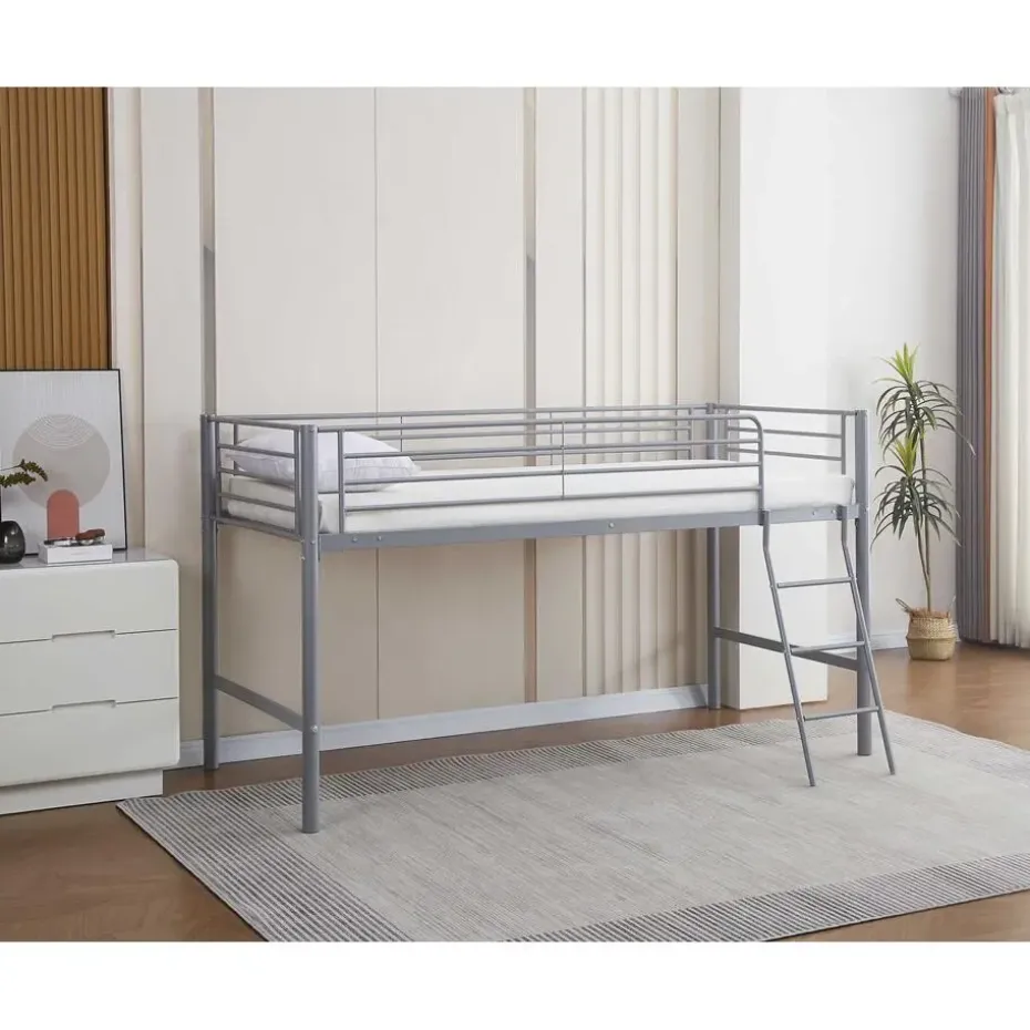 Halfhoogslaper Julie 90x200cm - metaal - mat grijs
