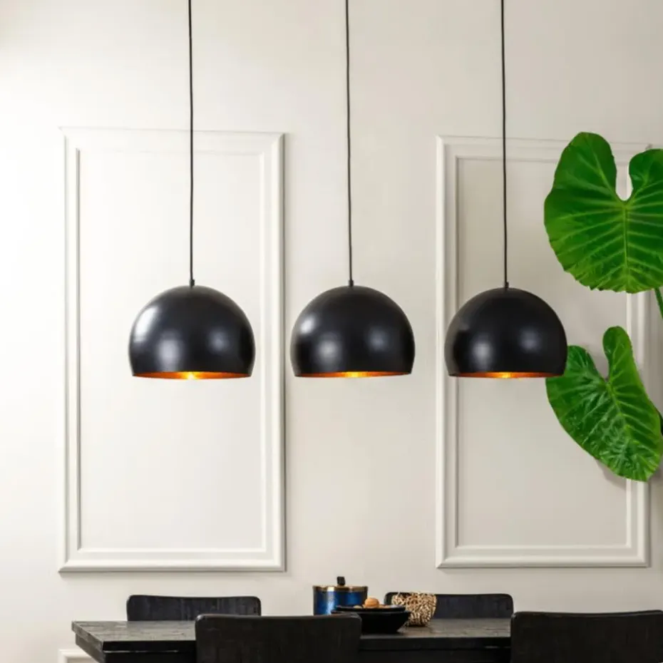 Hanglamp JAICEY - Mat Zwart-Goud - 3-Lichtpunten