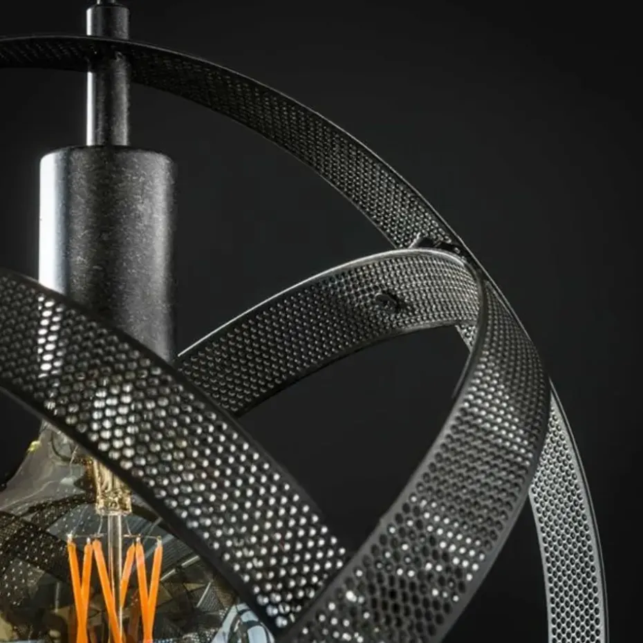 Hanglamp Yaya 3-lichts mesh - Metaal - Zwart