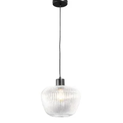 Hanglamp Yosemite - helder/mat zwart - Ø25x120 cm