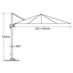 Happy Garden Parasol MOLOKAI - Zwart - Aluminium