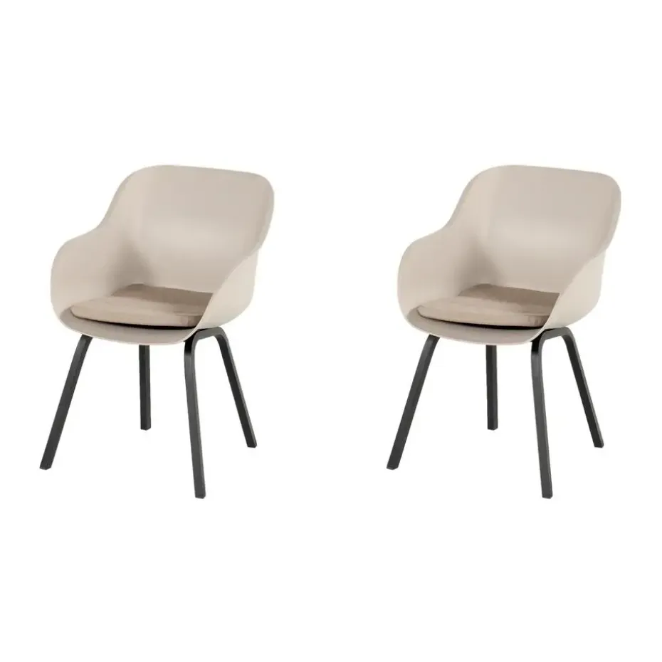 Hartman Le Soleil Element dining armstoel - Soft Taupe/Black - 2 st.