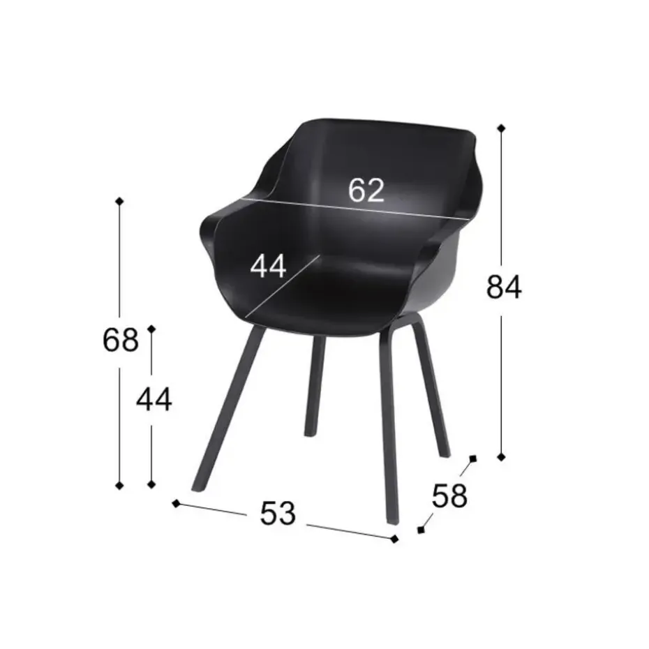 Hartman Sophie Element dining armstoel- Carbon black - 4 st.