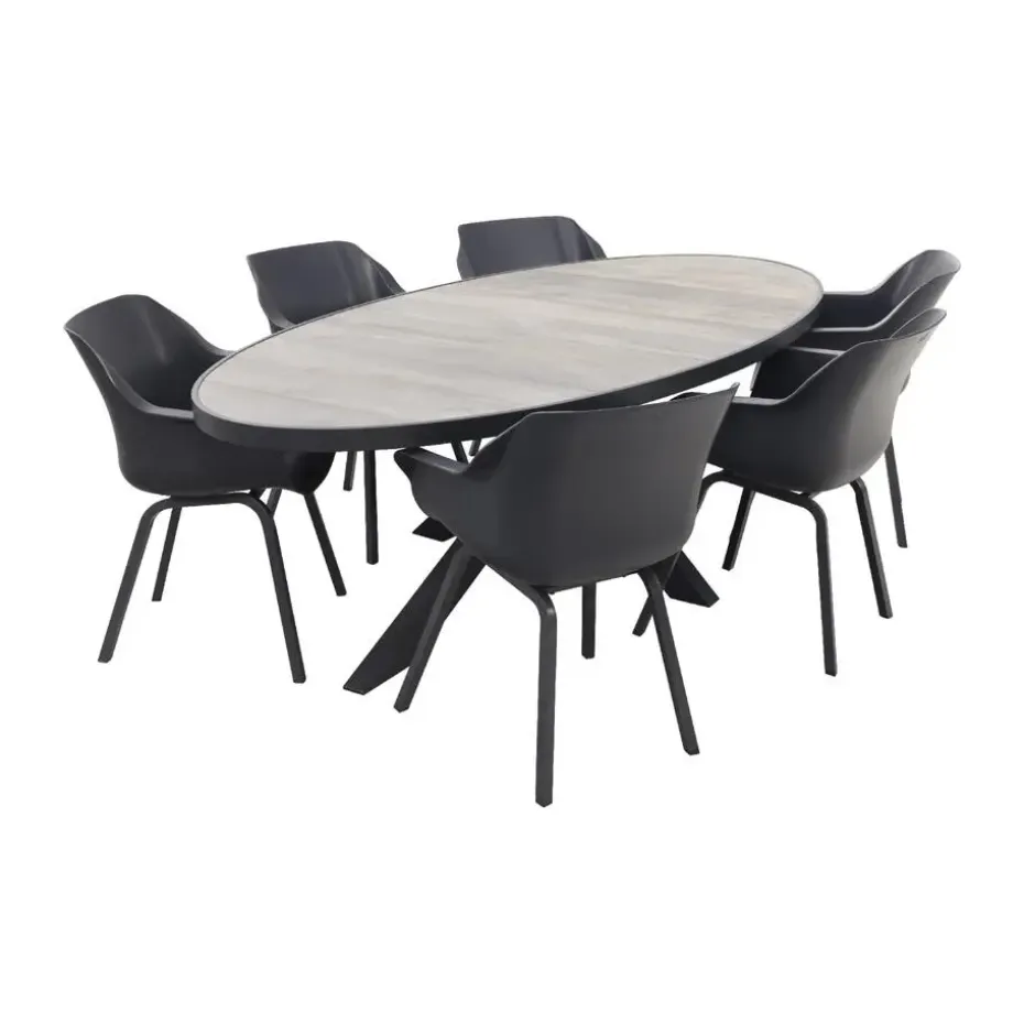Hartman Sophie/Silva houtlook 240x115 cm. ovale tuinset - 7-delig
