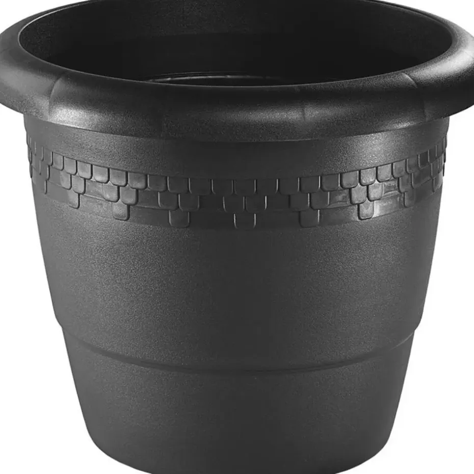 Hega Hogar Bloempot - antraciet - kunststof - sierrand - 60 cm