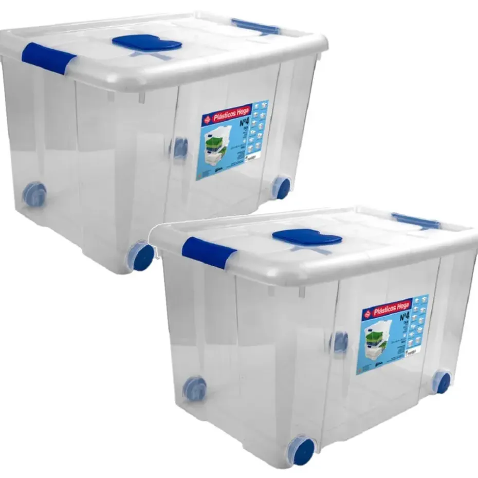 Hega Hogar Opbergbox met deksel/wieltjes - 55L - kunststof