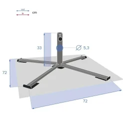 Hespiride parasolvoet/kruisvoet - metaal - 102 x 33 cm - 38/48 mm
