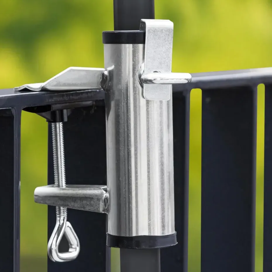 HI Parasolhouder voor op het balkon - zilver - metaal