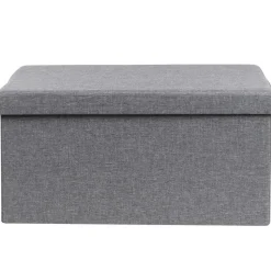 HI poef/hocker/opbergbox - grijs - mdf - 76 x 38 cm