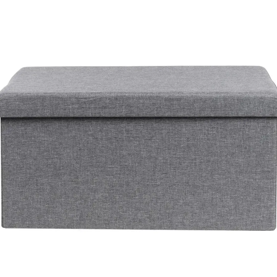 HI poef/hocker/opbergbox - grijs - mdf - 76 x 38 cm