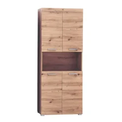 Hioshop AmandaMando kolomkast 4 deuren- 1 open vak eiken decor