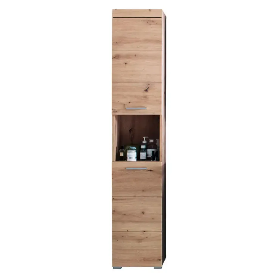 Hioshop AmandaMando kolomkast 2 deuren- 1 open vak eiken decor