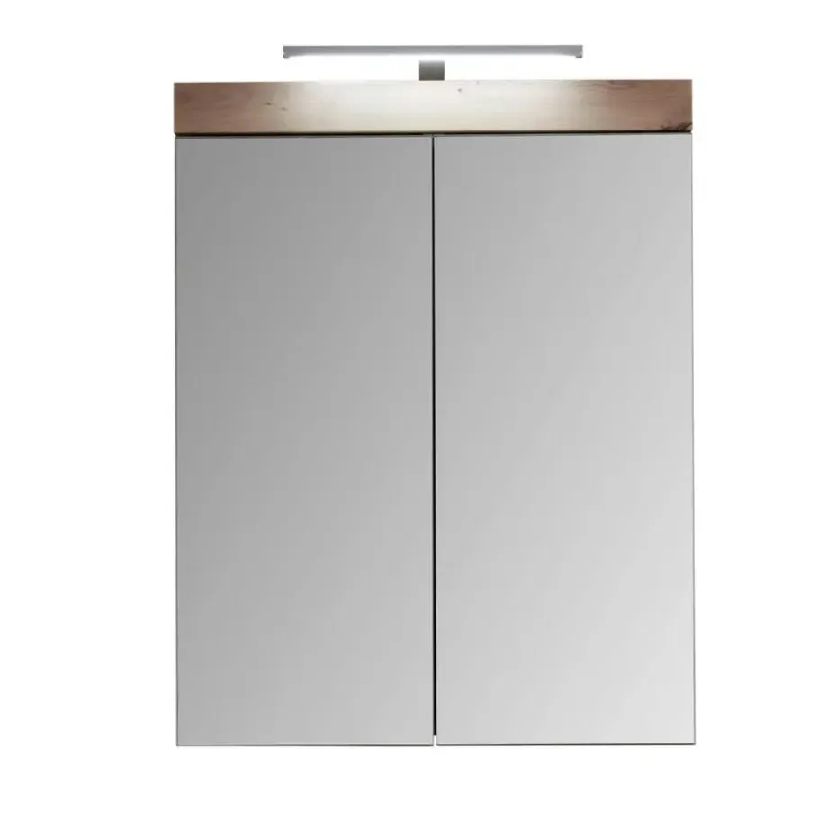 Hioshop AmandaMando spiegelkast 2 deuren incl verlichting donker eiken decor-