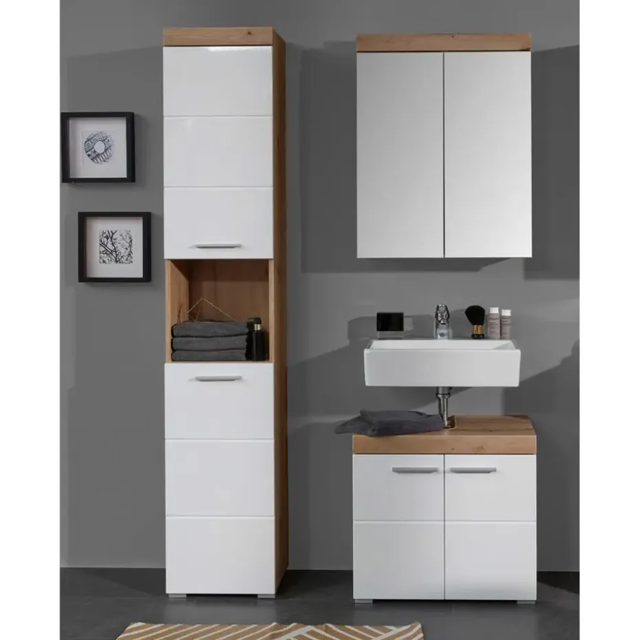 Hioshop AmandaMando spiegelkast 2 deuren donker eiken decor- spiegelglas