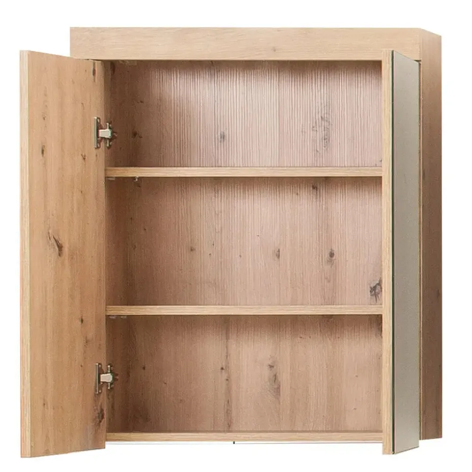 Hioshop AmandaMando spiegelkast 2 deuren licht eiken decor- spiegelglas